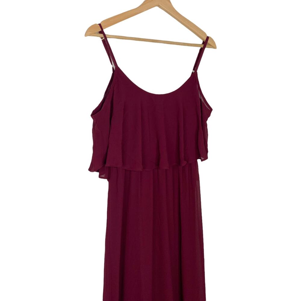 Caitlin Ruffle Maxi Dress Burgundy Show Me Your Mumu Medium - Picture 5 of 7